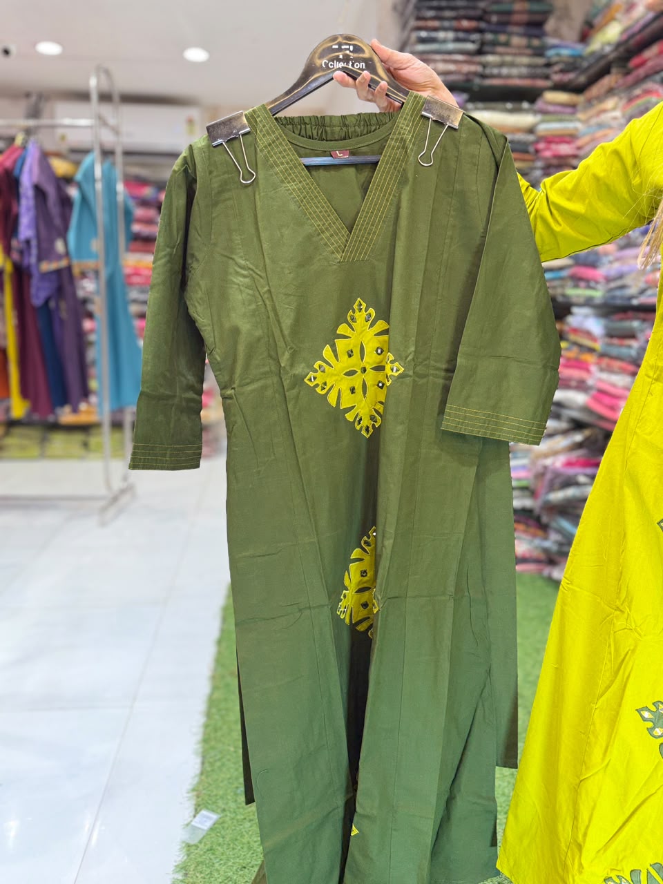 Pure Daabu Cotton Mahendi Green 2pc Set
