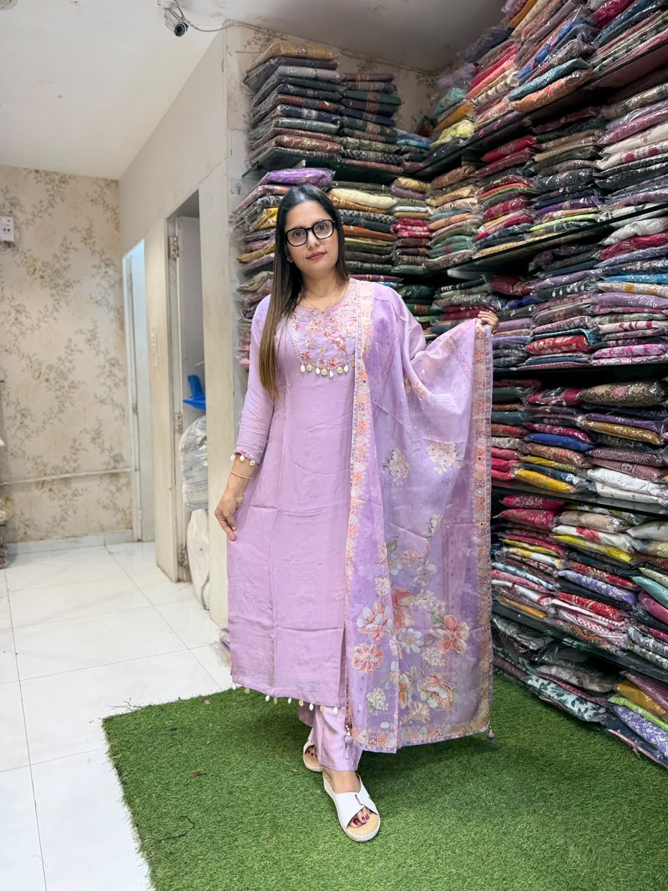 Pure Viscoce Organza Lylac Purple 3pc Set