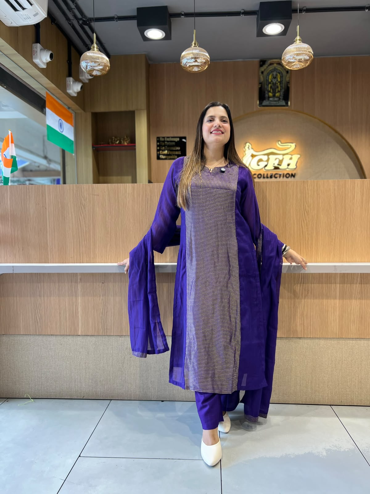Pure Banaras Mull Chanderi Purple 3pc Set