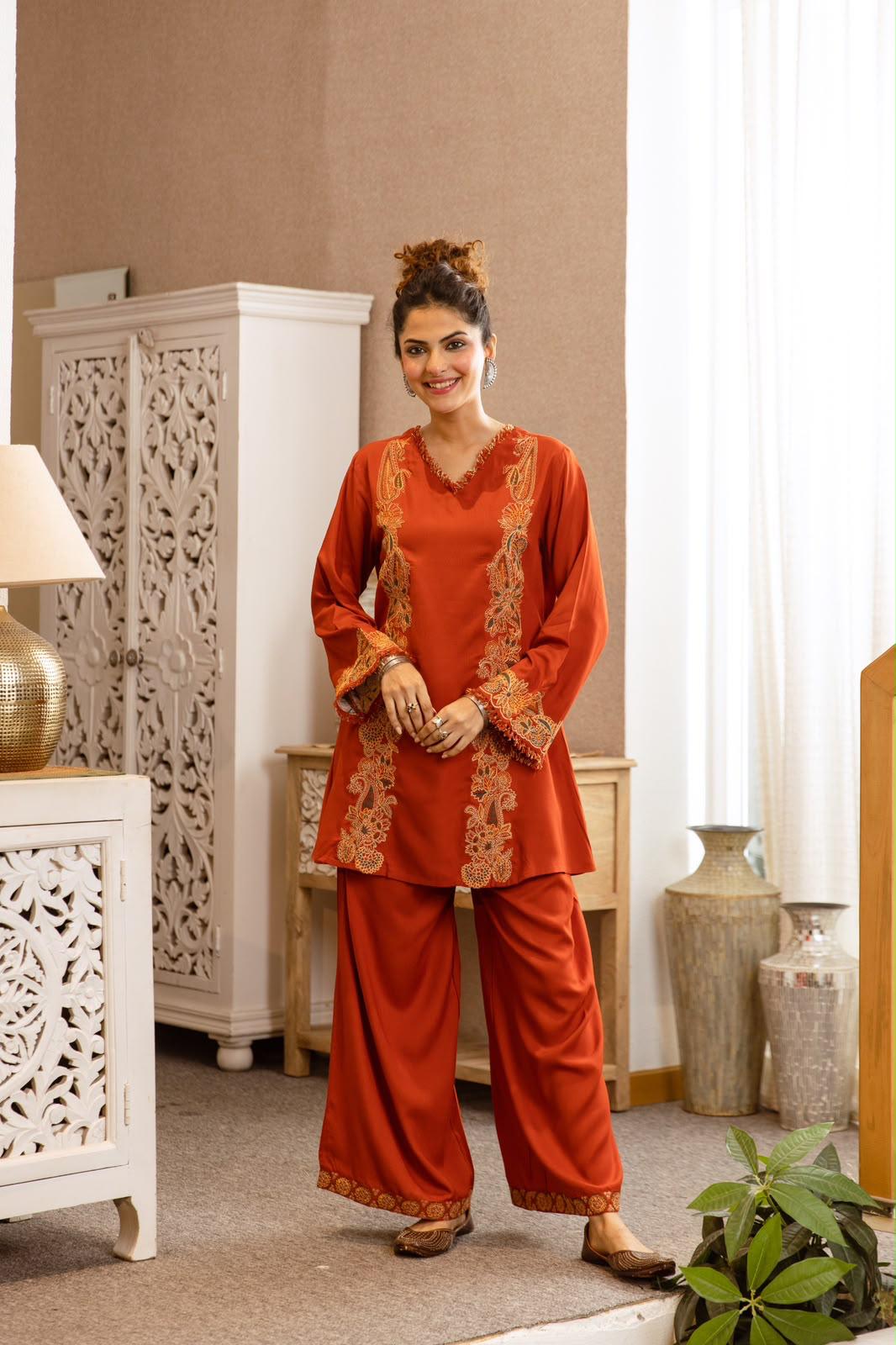 Pure German Rayon Orange 2pc Set