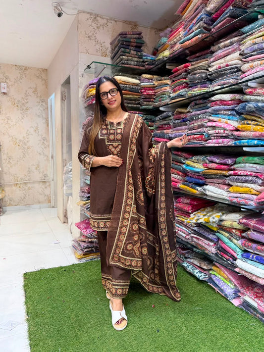 Pure Cotton Brown 3pc Set