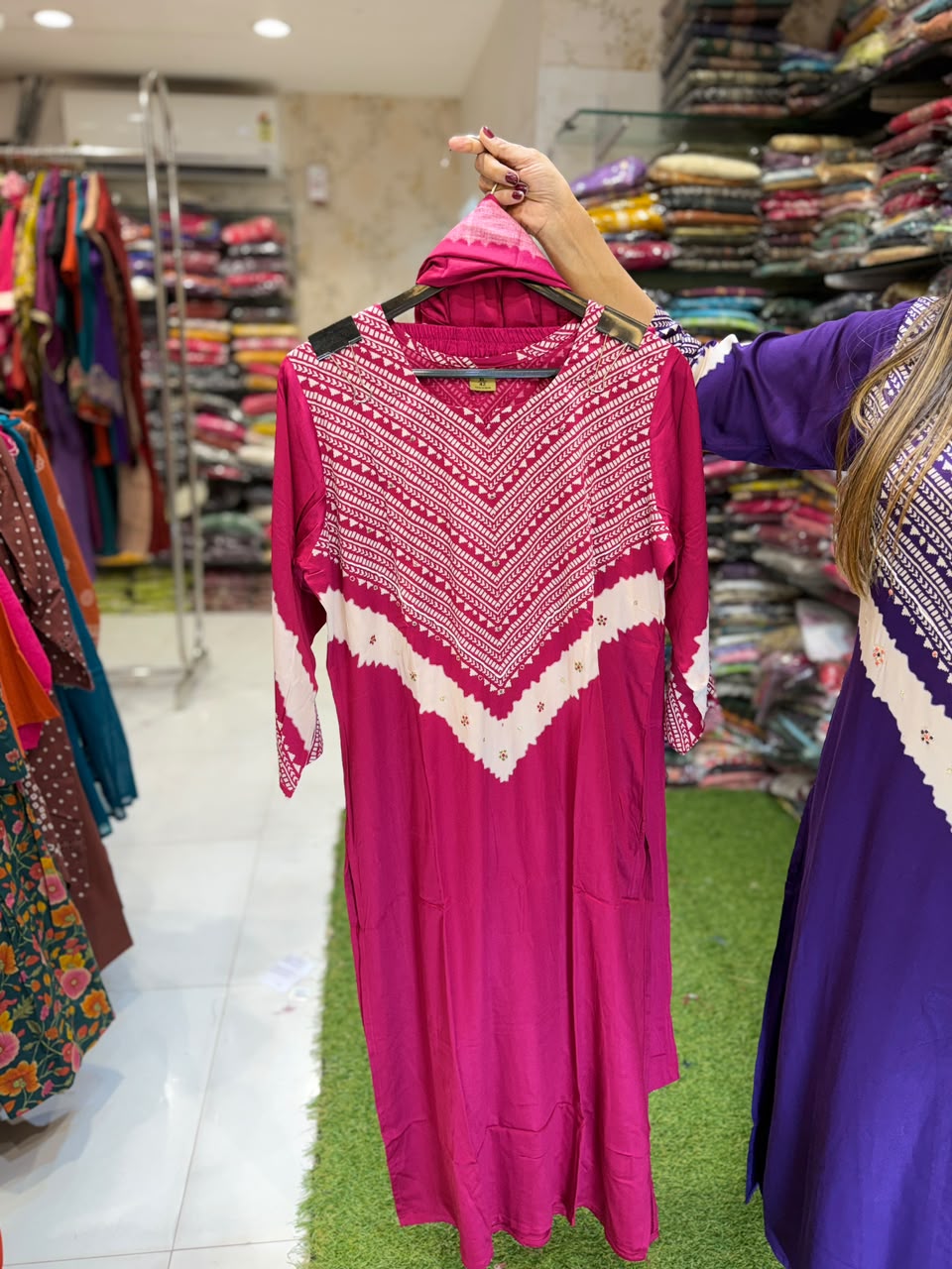 Pure Gaji Silk Mazenta 3pc Set