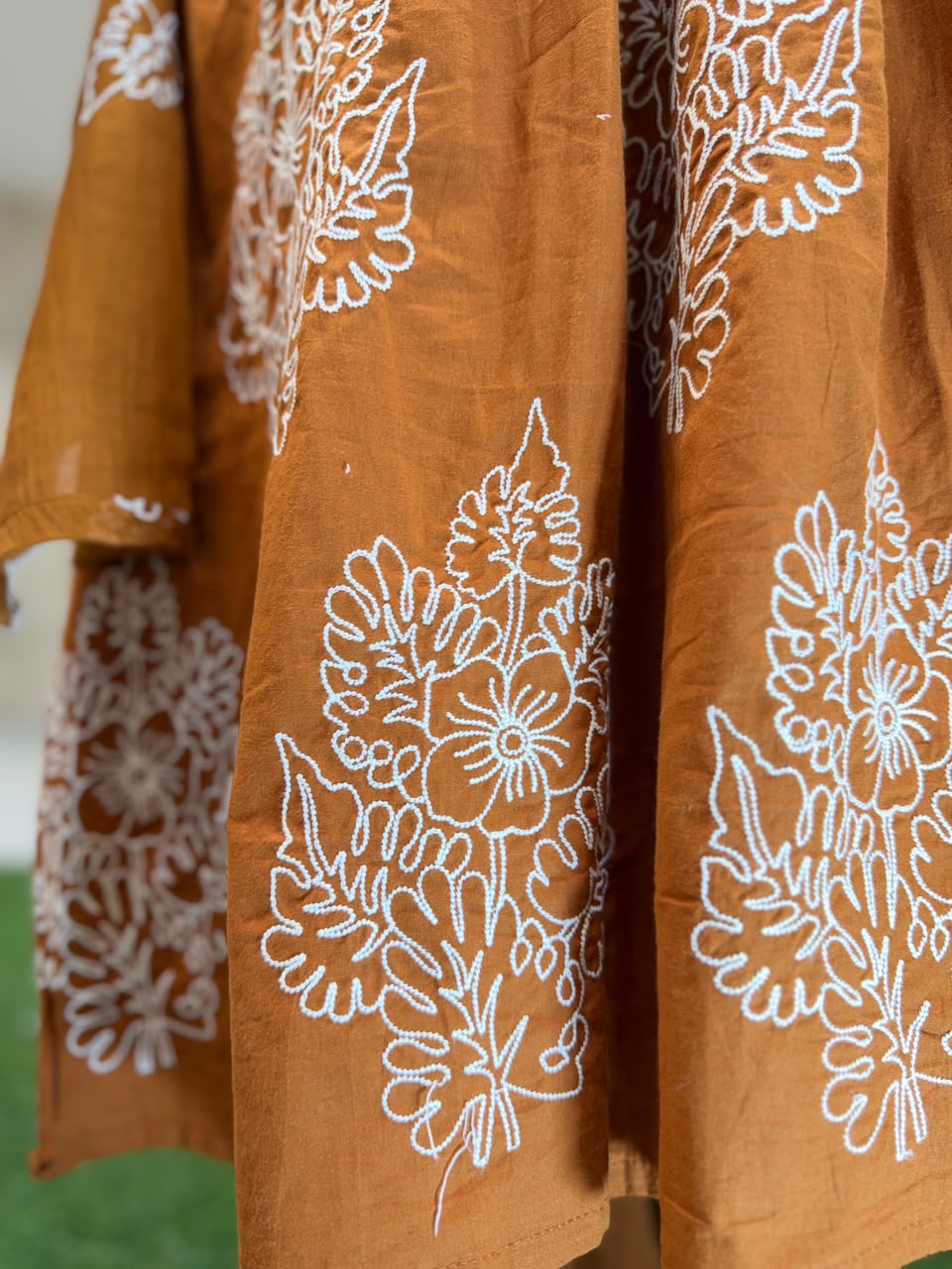 Pure Daabu Cotton Rust Orange 3pc Set