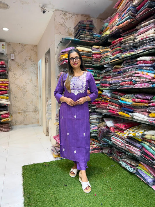 Pure Doby Cotton Purple 2pc Set
