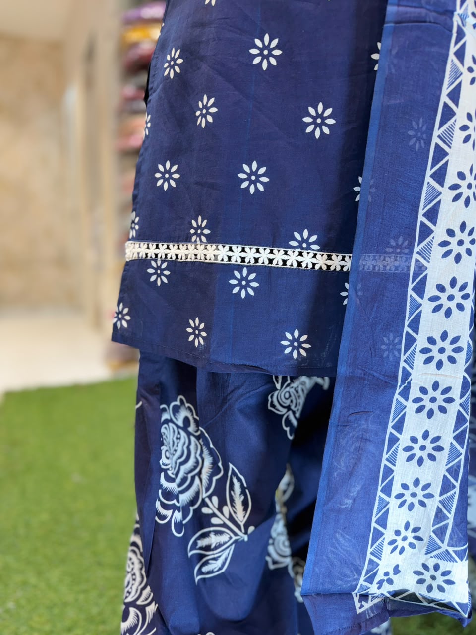 Pure Cotton Blue Farsi Salwar 3pc Set