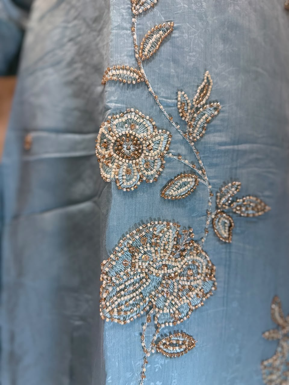 Pure Malai Silk Sky Blue 3pc Set