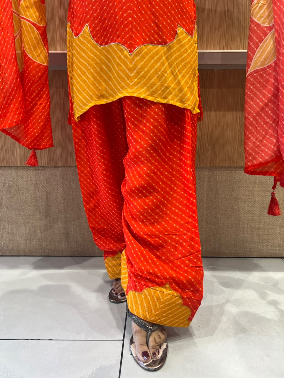 Pure Chinon Farsi Salwar Orange 3pc Set