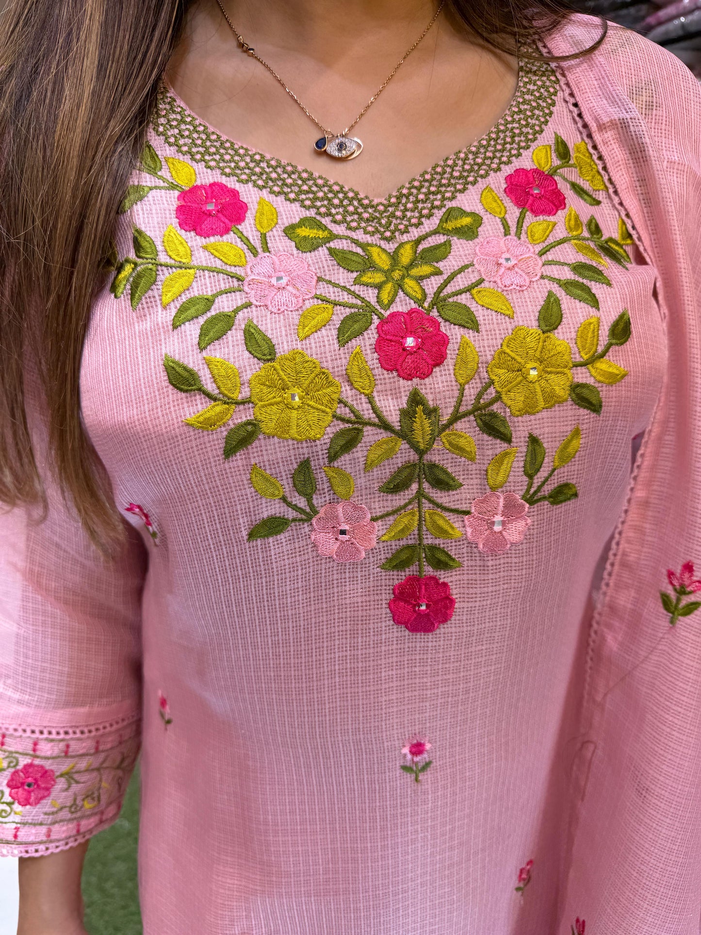 Pure Kota Doria Blush Pink 3pc Set