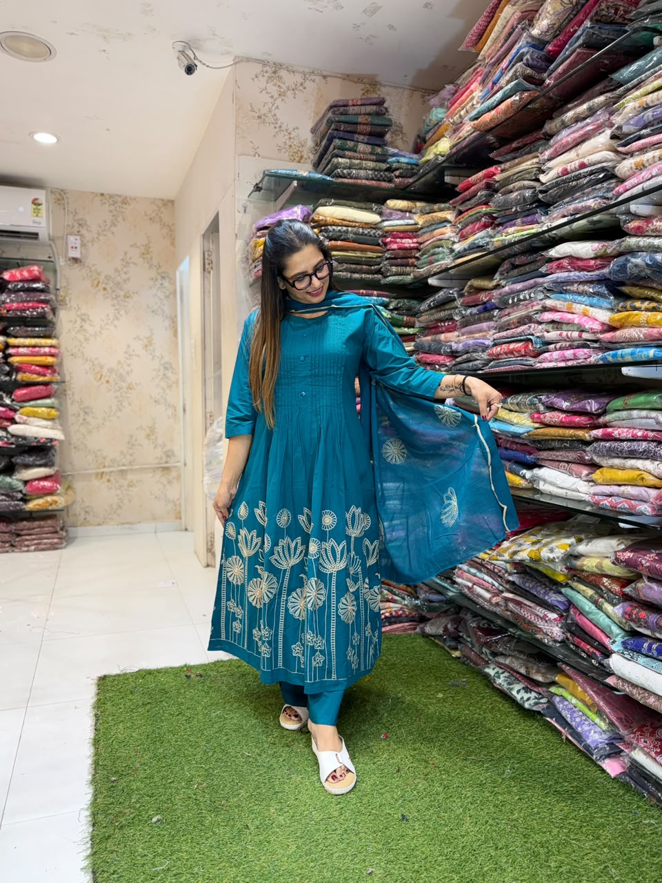 Pure Daabu Cotton Peacock Green 3pc Set