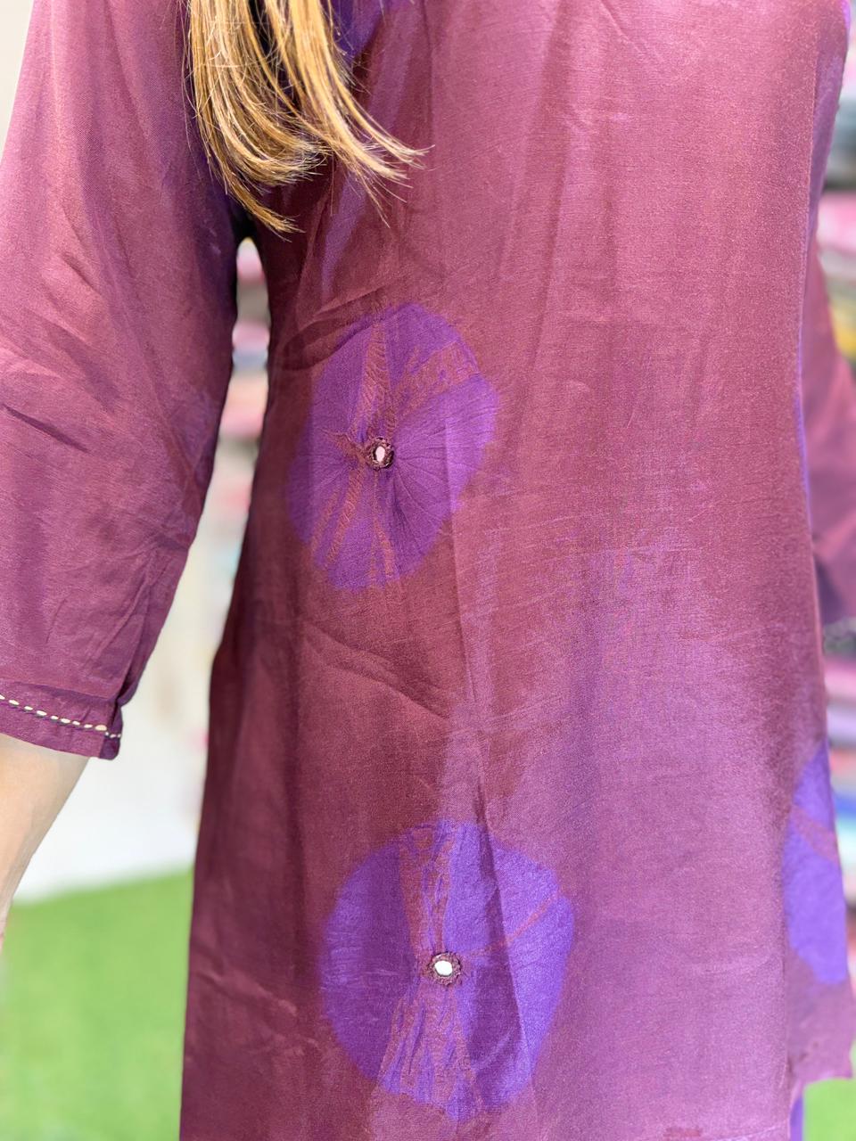Pure Muslin Wine And Purple 2pc Set