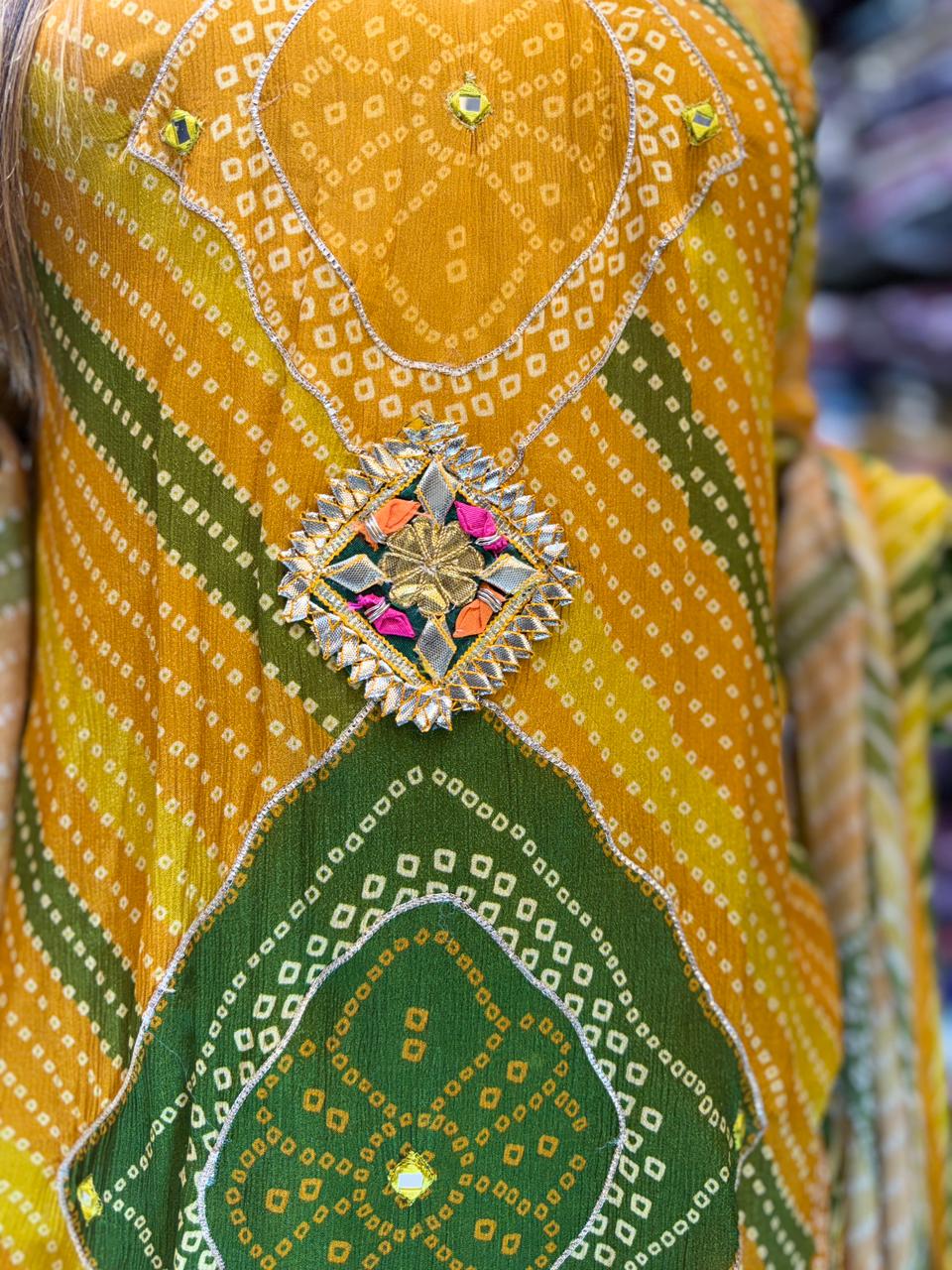 Pure Chinon Farsi Salwar Yellow 3pc Set