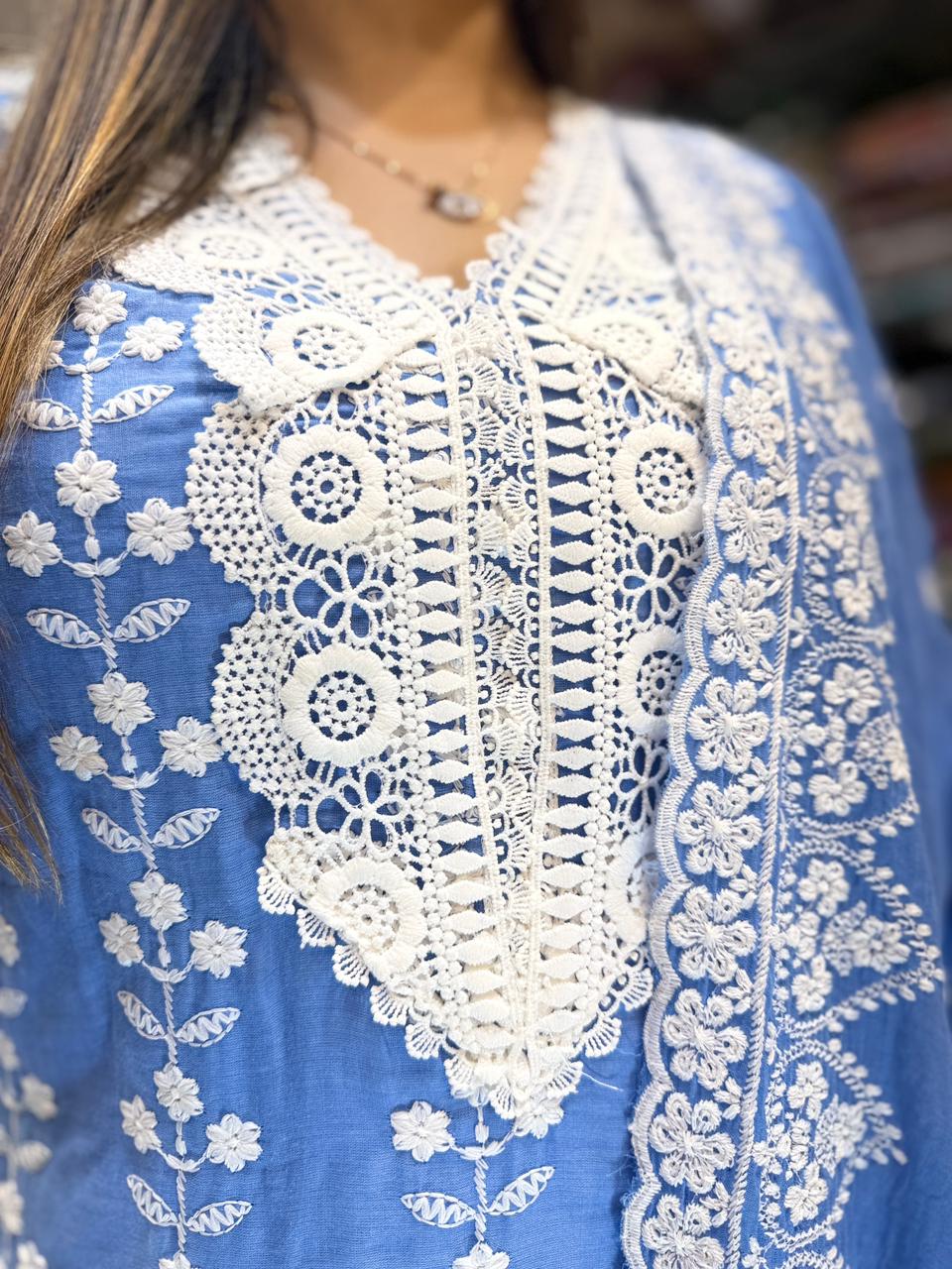 Pure Mull Cotton Blue 3pc Set