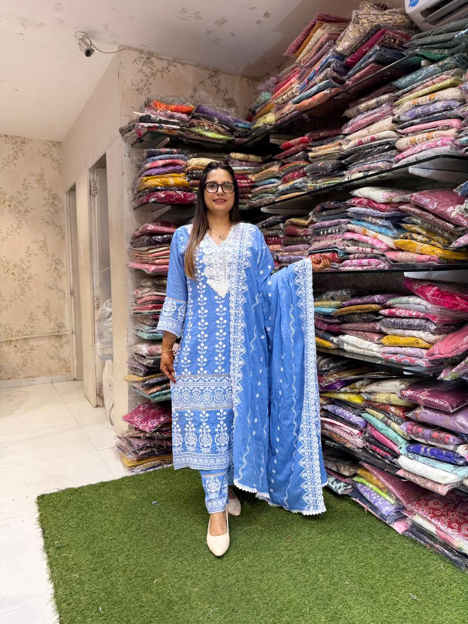 Pure Mull Cotton Blue 3pc Set