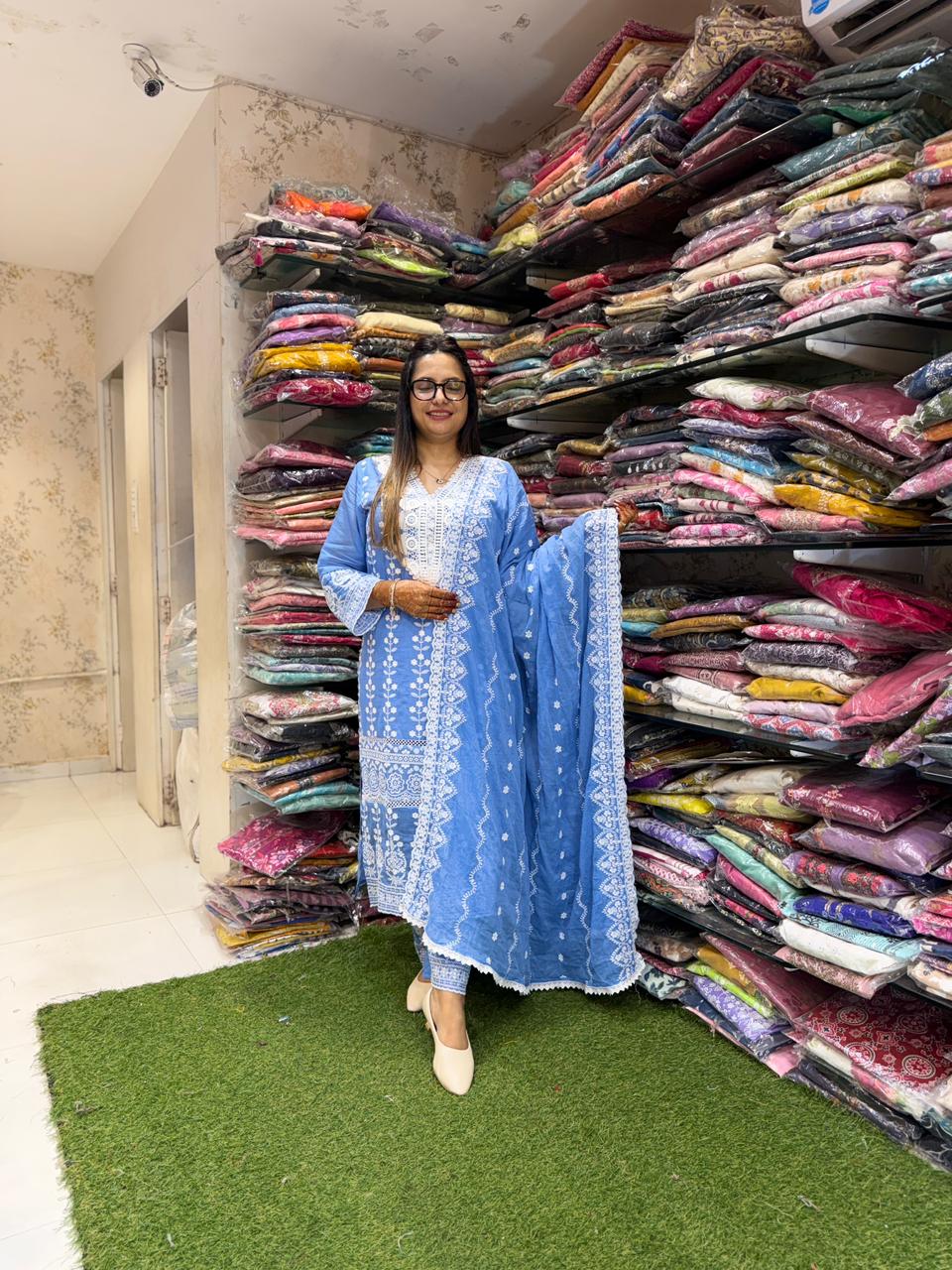 Pure Mull Cotton Blue 3pc Set
