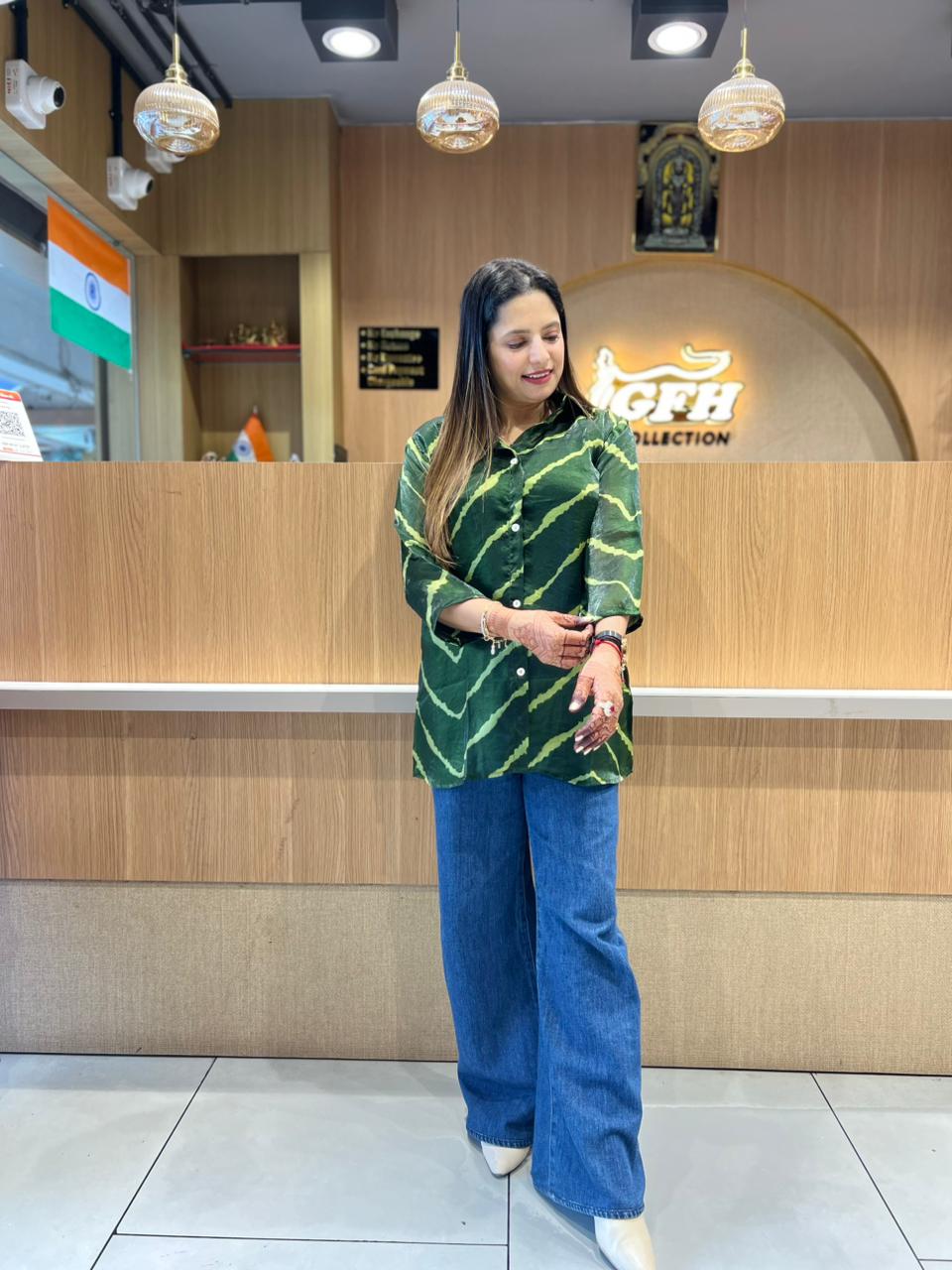 Pure Glass Organza Green Shirt