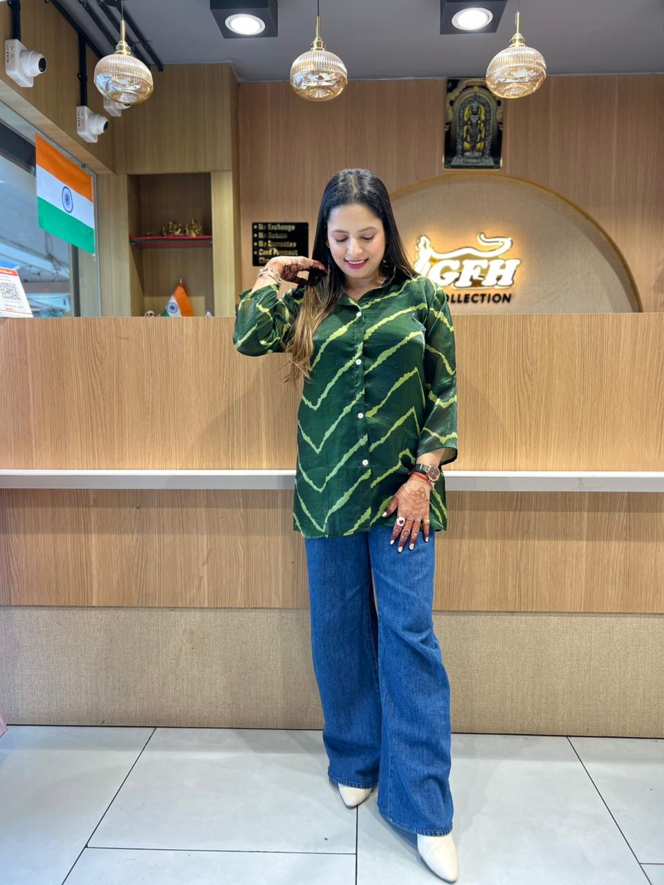 Pure Glass Organza Green Shirt