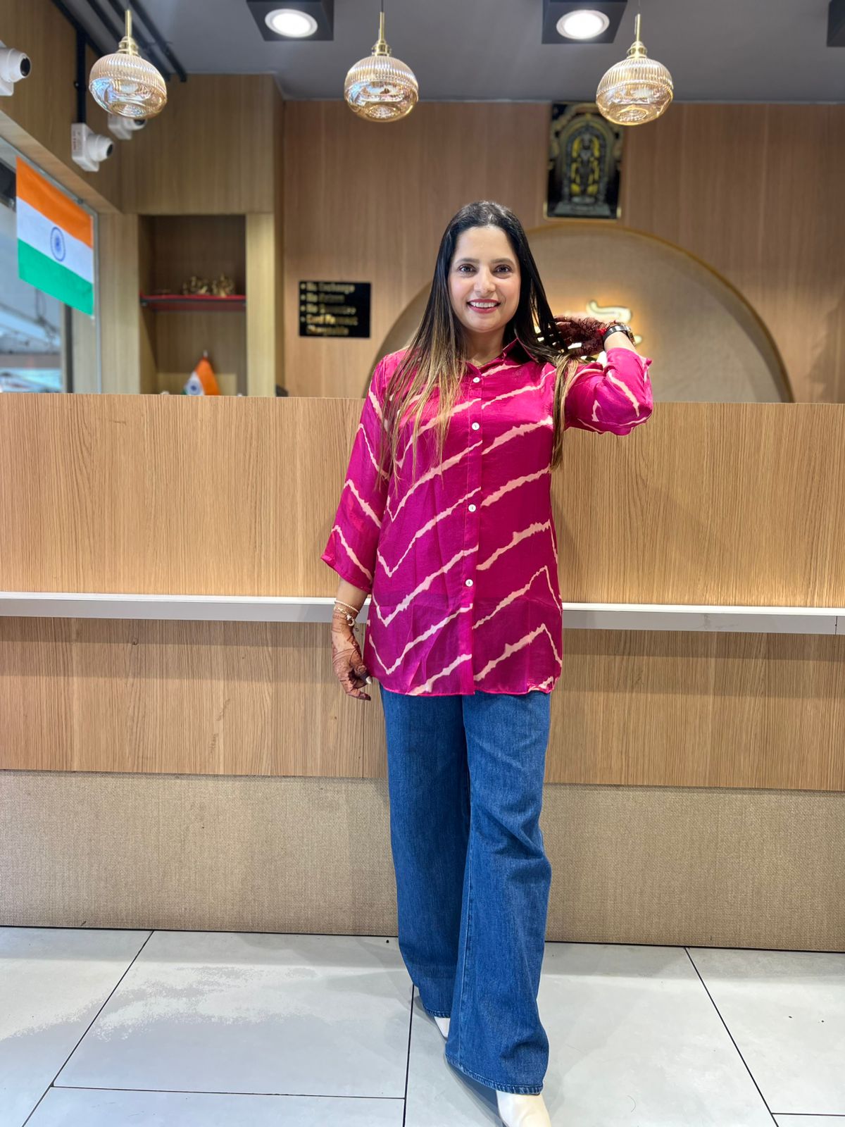 Pure Glass Organza Rani Pink Shirt