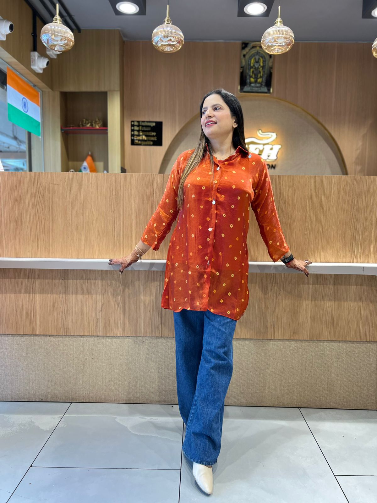 Pure Glass Organza Orange Shirt
