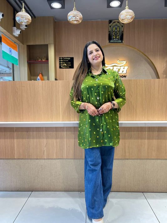 Pure Glass Organza Green Shirt
