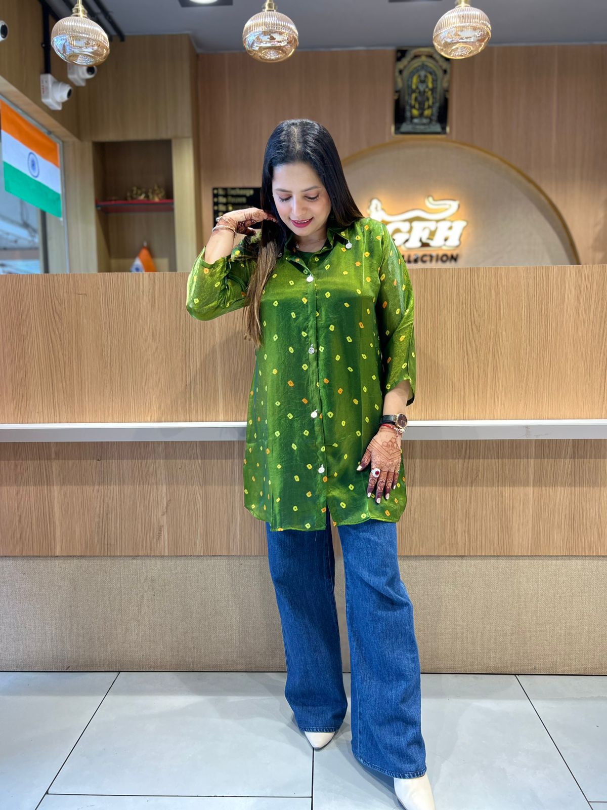 Pure Glass Organza Green Shirt