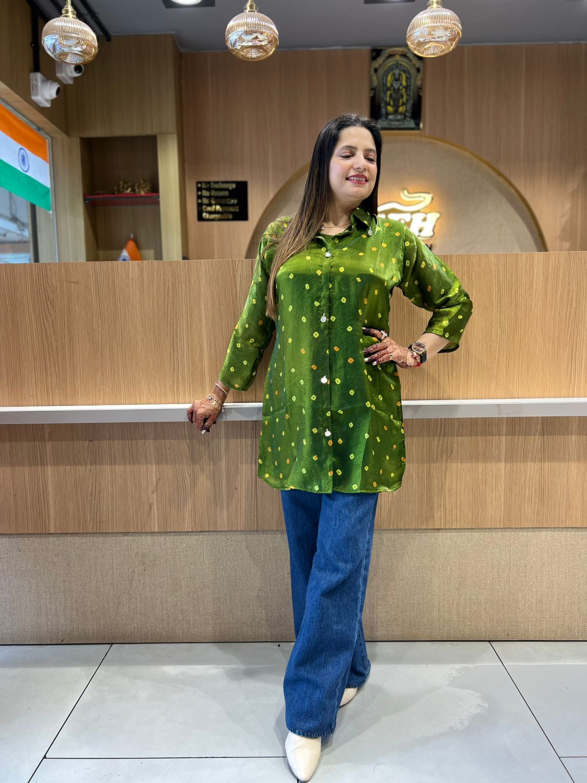 Pure Glass Organza Green Shirt