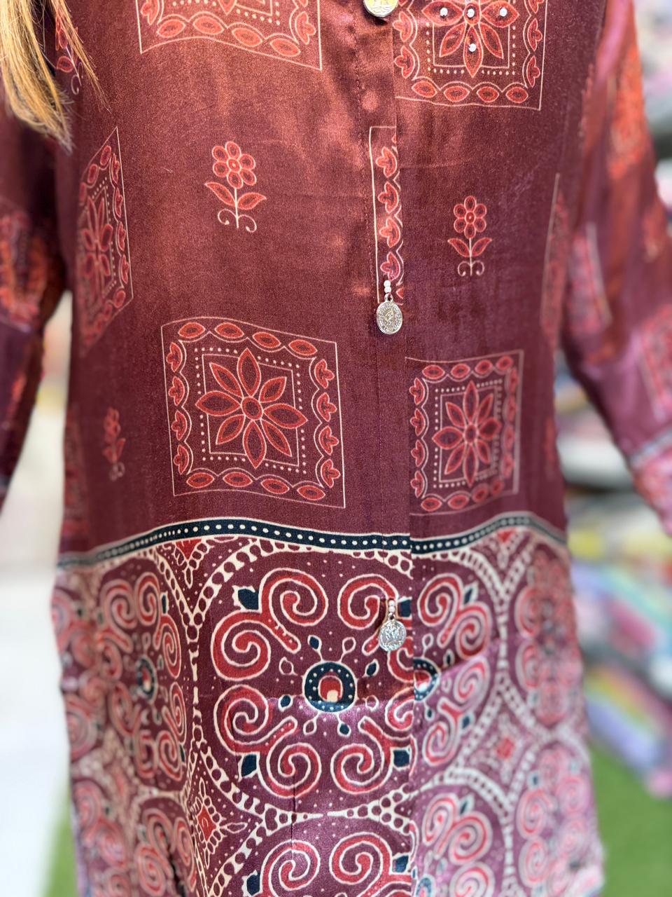 Pure Satin Gaji Silk Wine 2pc Set