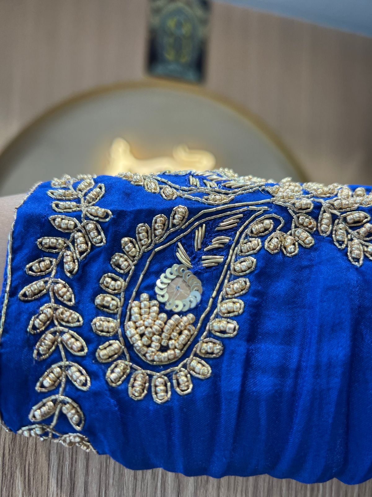Pure Banaras Mull Chanderi Blue 3pc Set
