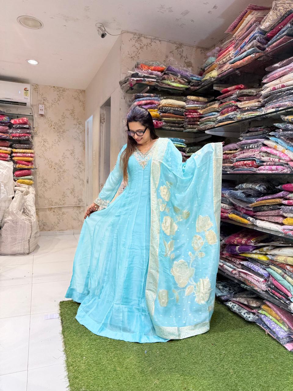Pure Simmer Tissue Ice Blue Gown