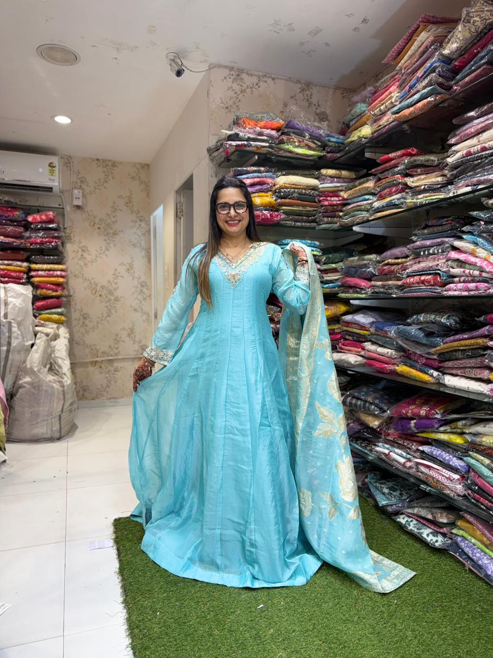 Pure Simmer Tissue Ice Blue Gown