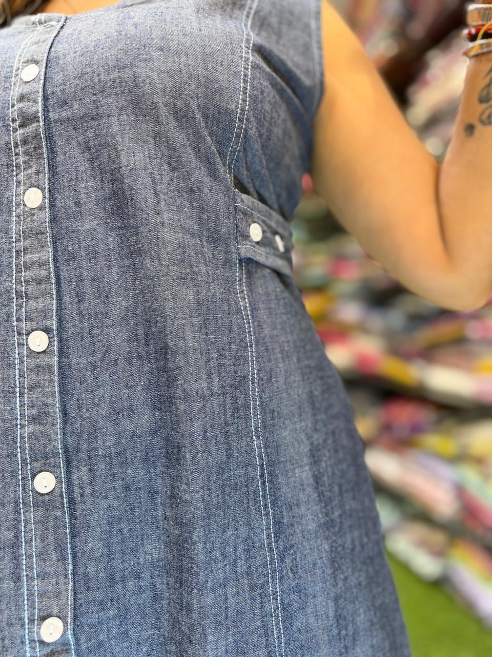 Pure Cotton Denim Blue Midi