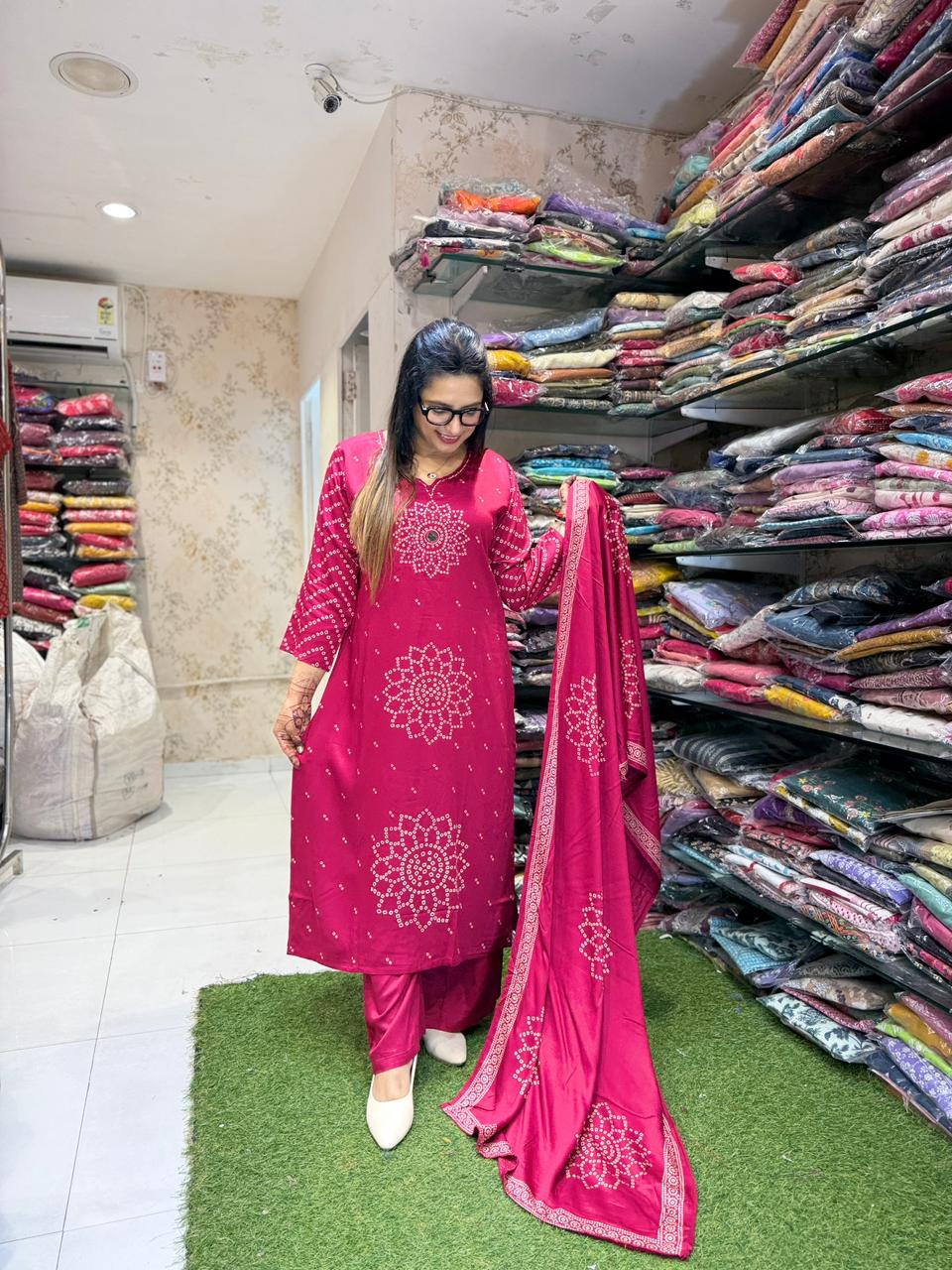 Pure Gaji Silk Rani Pink 3pc Set