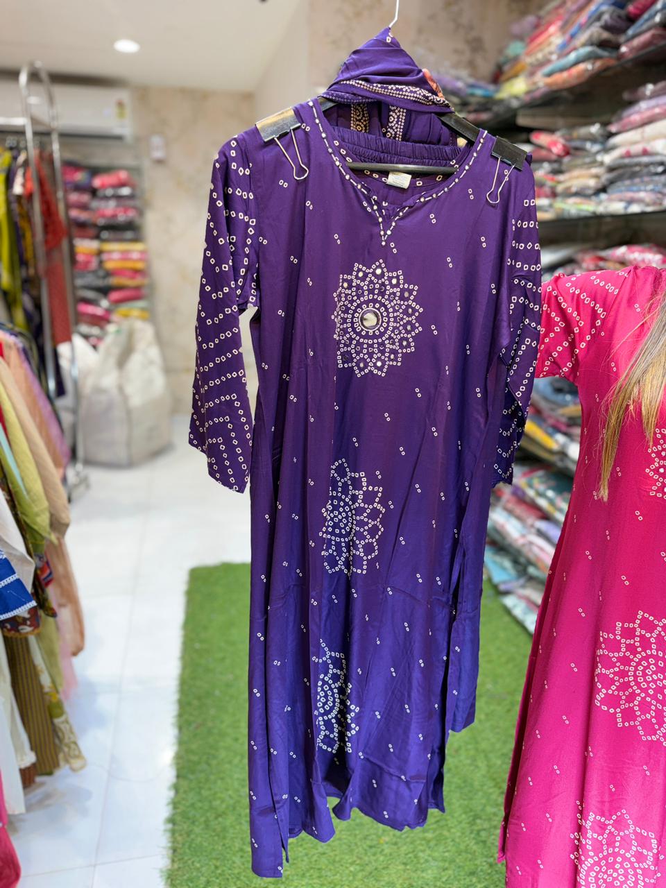 Pure Gaji Silk Purple 3pc Set