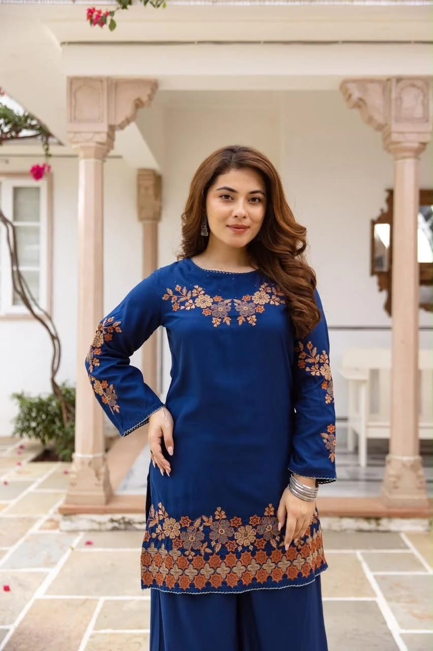 Pure German Rayon Blue 2pc Set