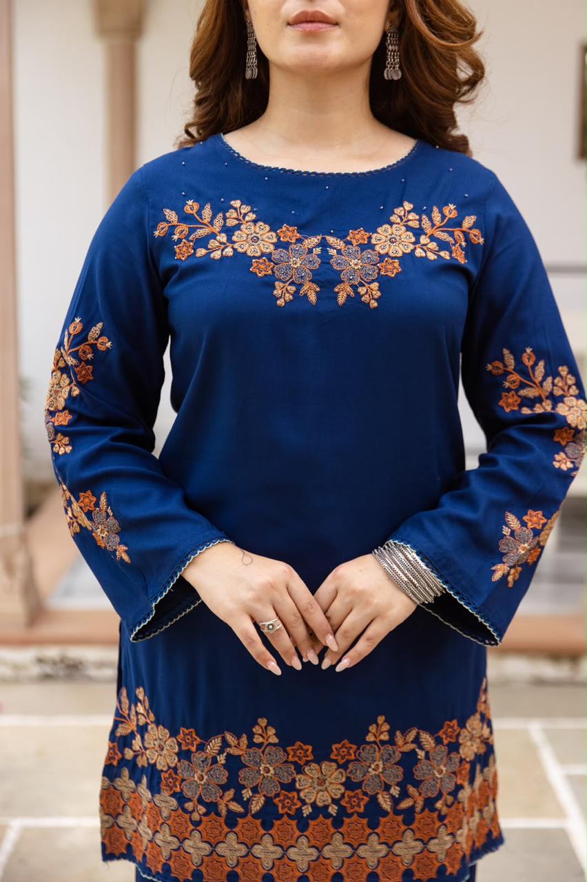 Pure German Rayon Blue 2pc Set