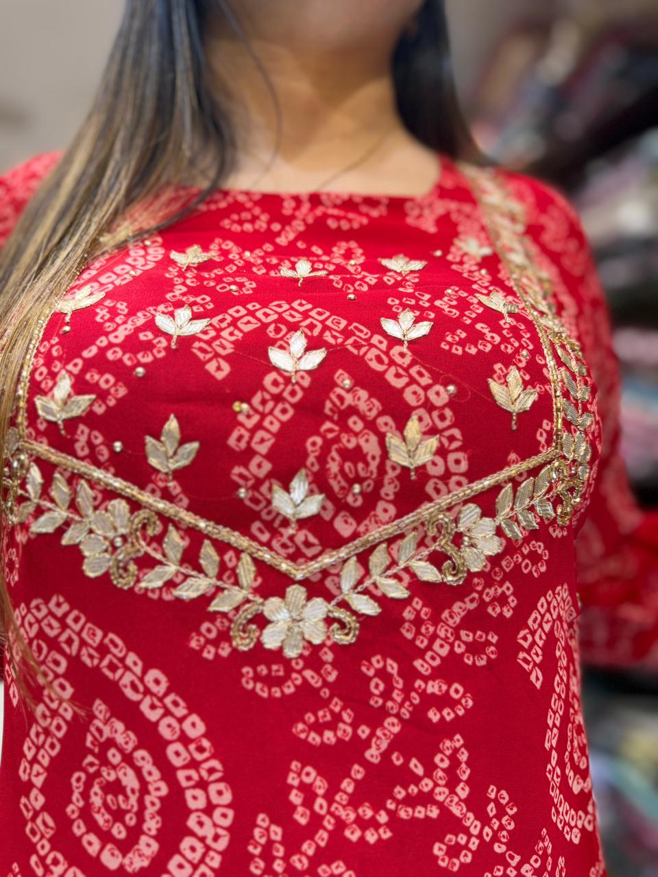 Pure Georgette Red 3pc Set