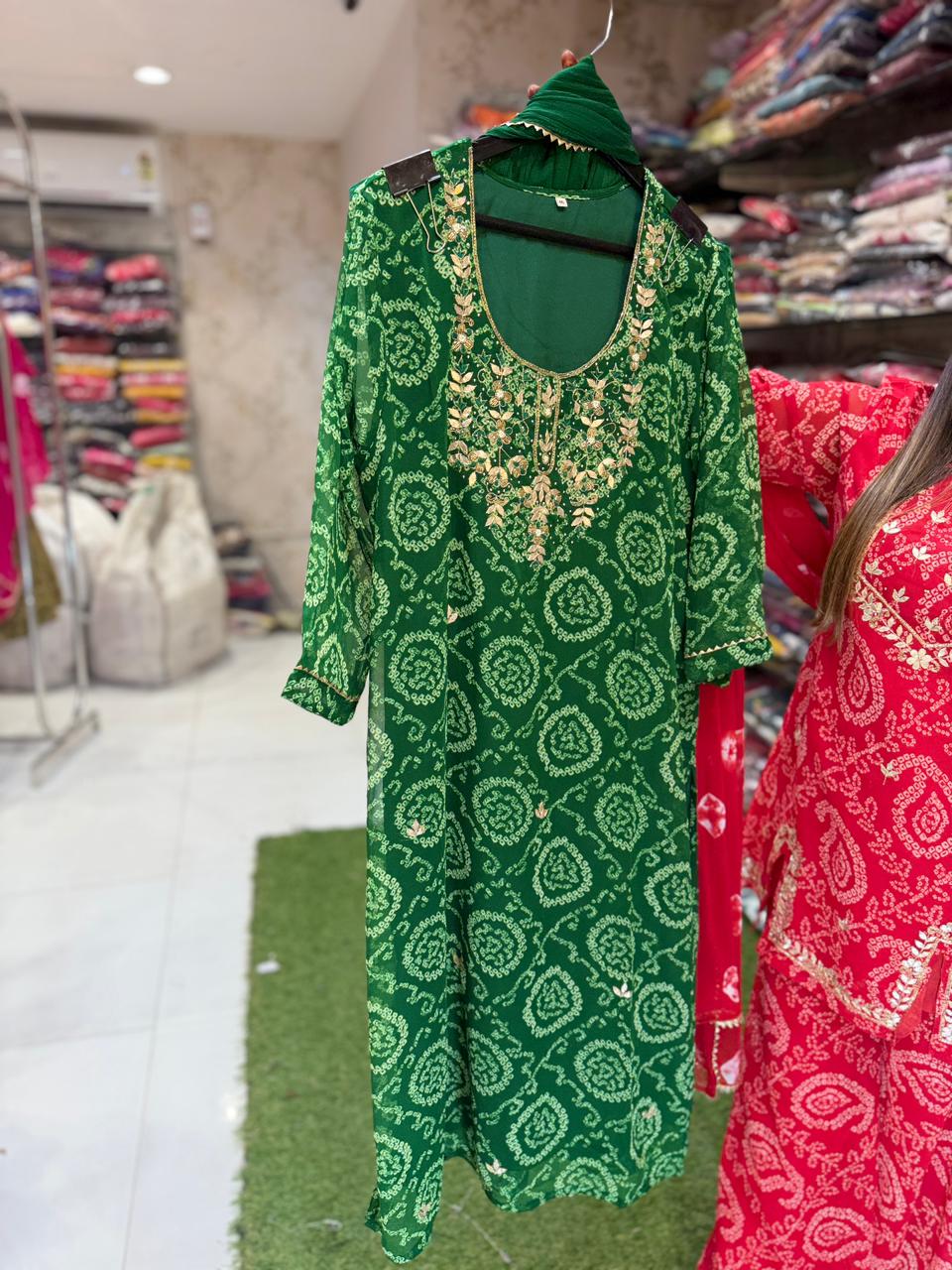 Pure Georgette Green 3pc Set