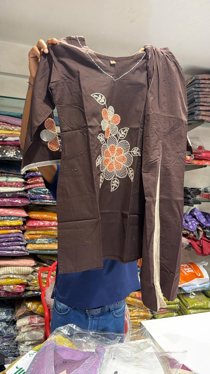 Pure Daabu Cotton Brown 2pc Set