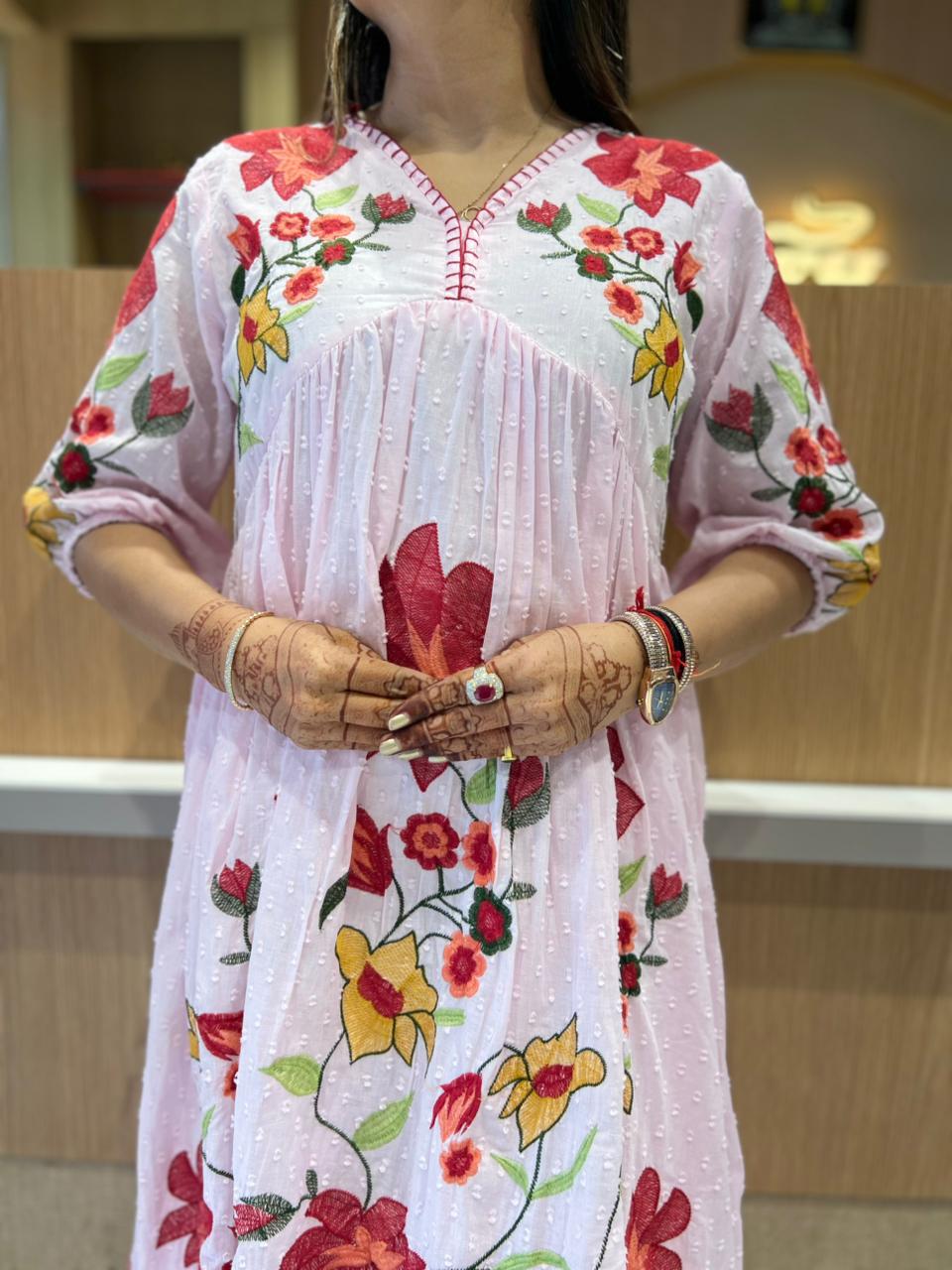Pure Mull Cotton Baby Pink Midi
