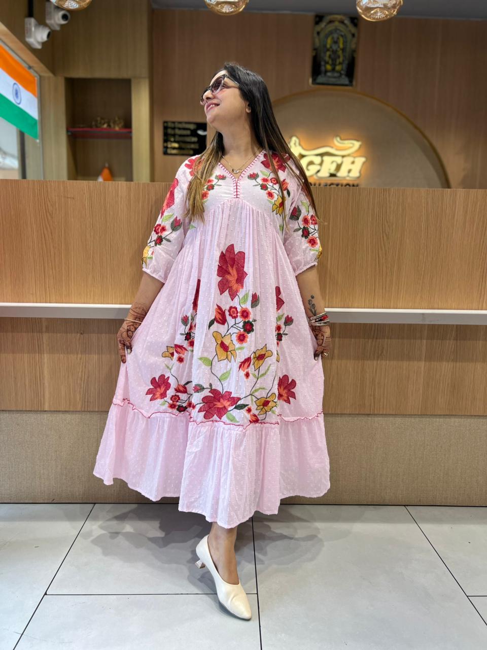 Pure Mull Cotton Baby Pink Midi