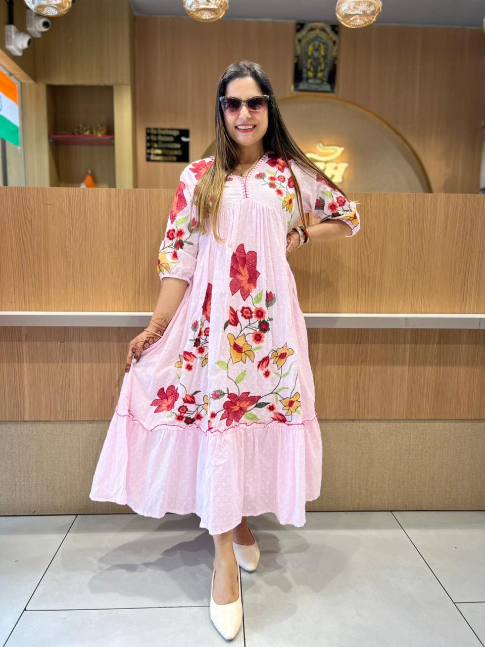 Pure Mull Cotton Baby Pink Midi