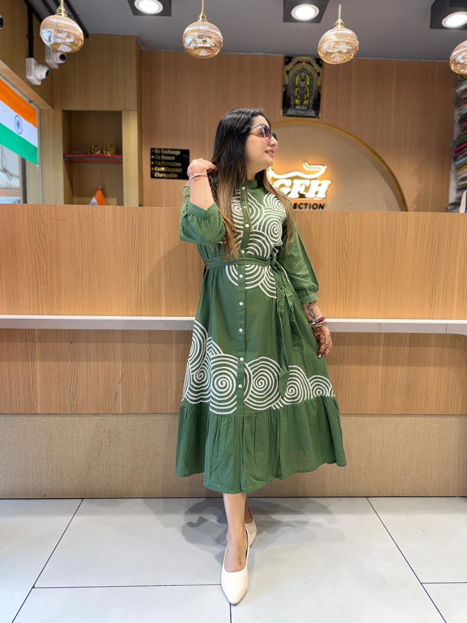 Pure Flex Cotton Green Midi