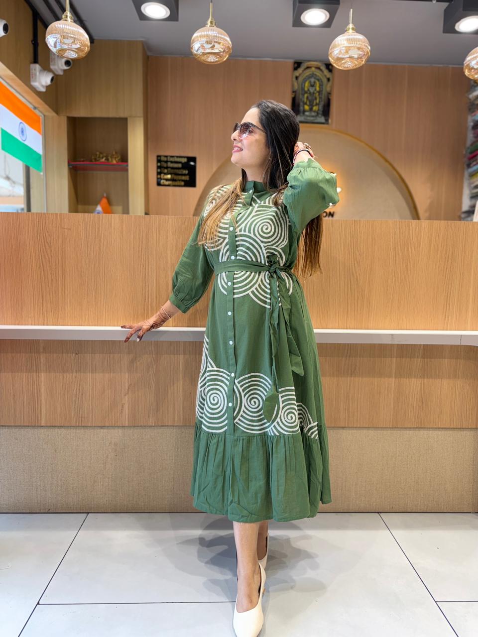 Pure Flex Cotton Green Midi