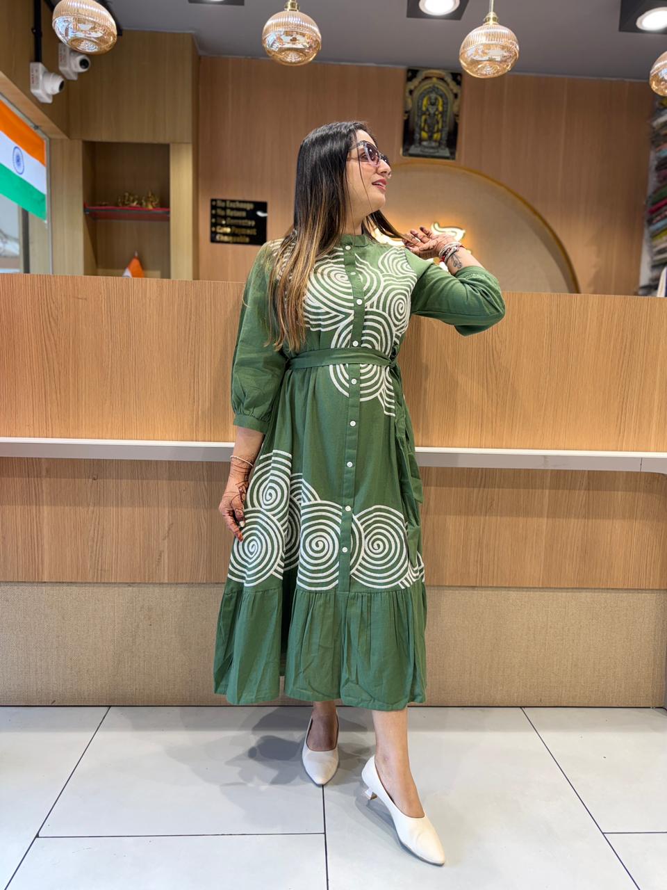 Pure Flex Cotton Green Midi