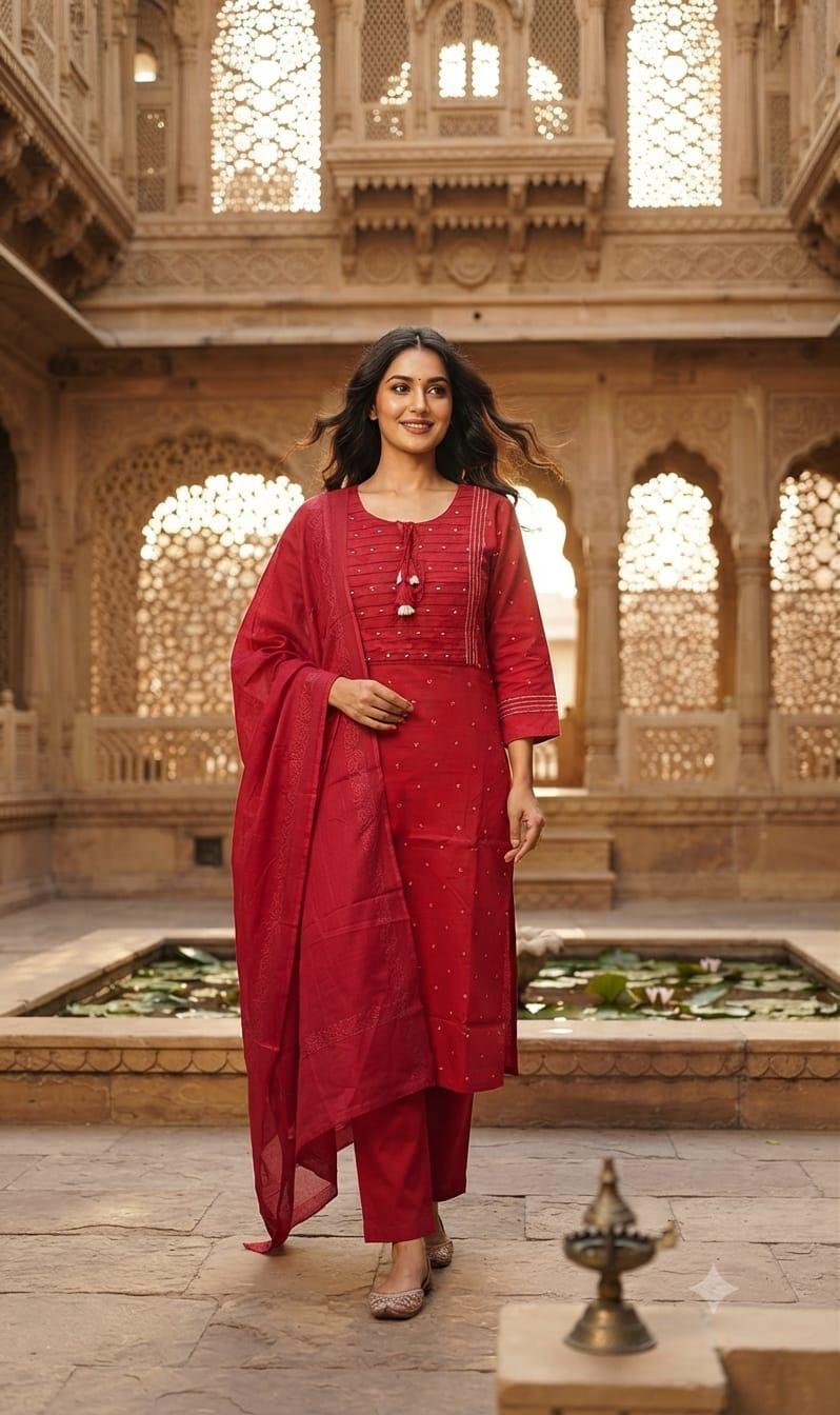 Pure Cotton Red 3pc Set
