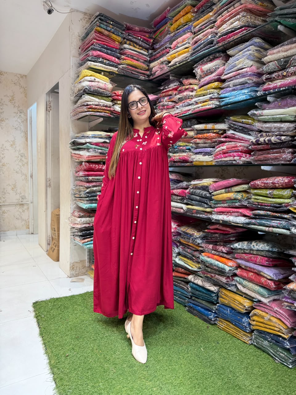 Pure German Rayon Red Midi