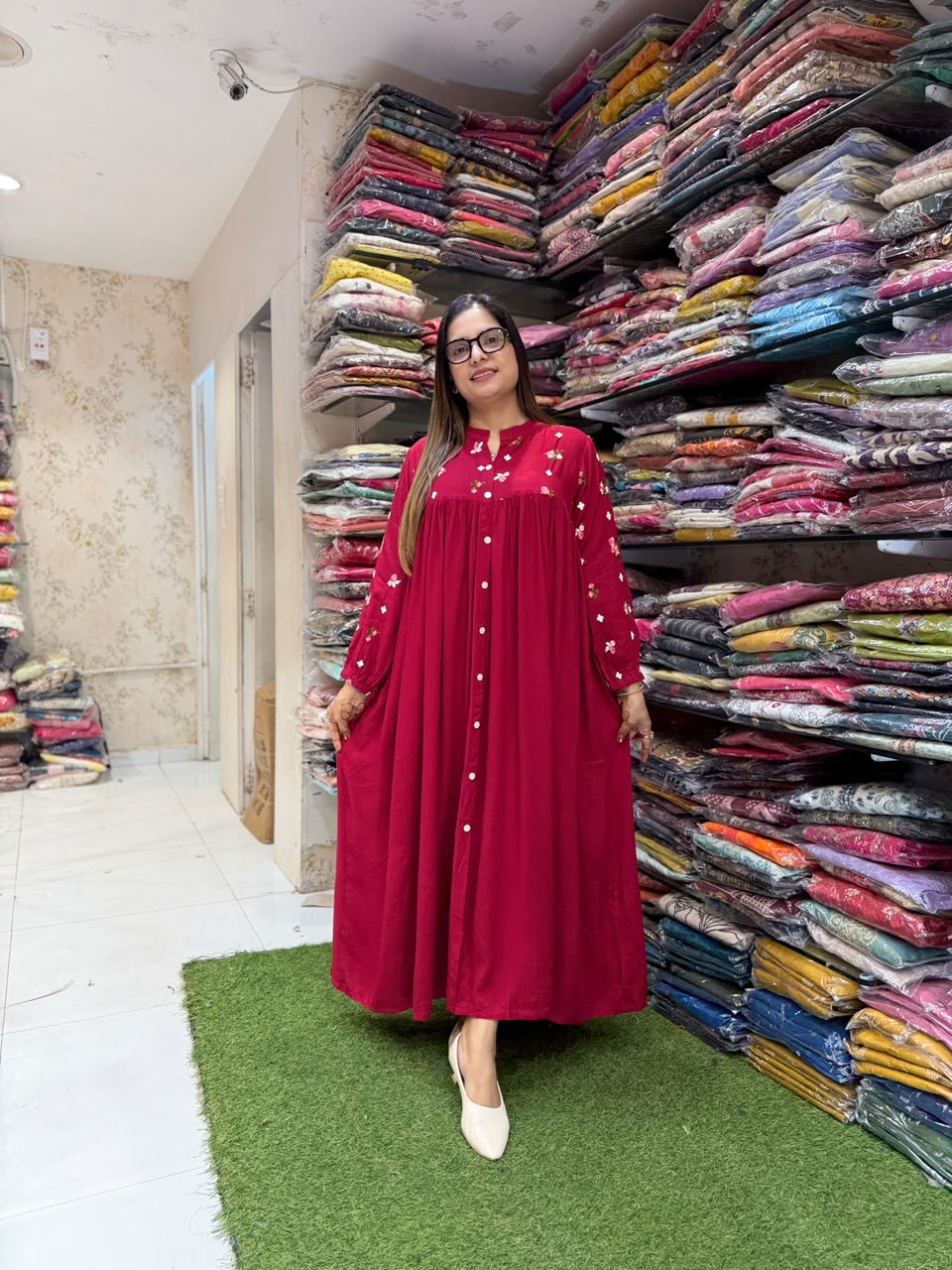 Pure German Rayon Red Midi