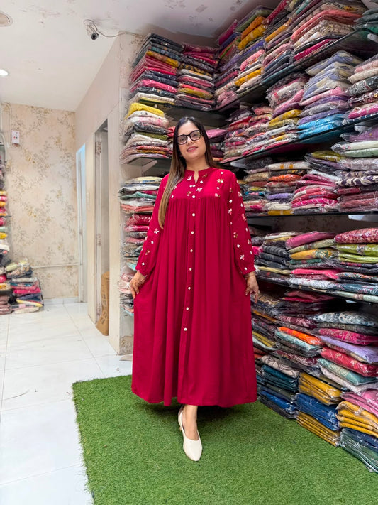 Pure German Rayon Red Midi
