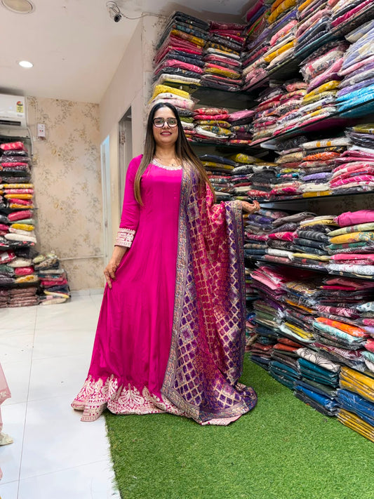 Pure Crep Rani Pink Gown