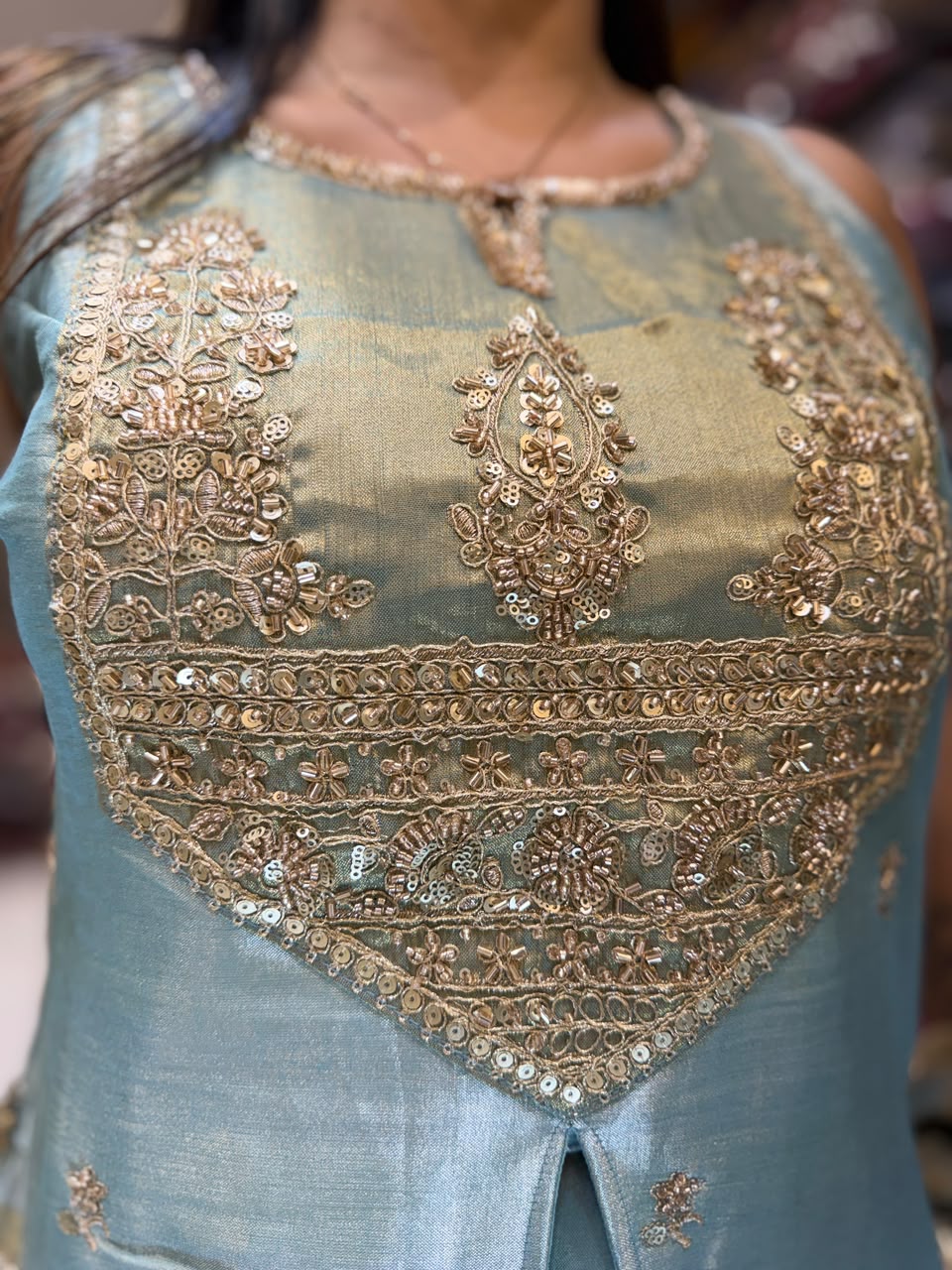 Pure Kanjiwaram Banarasi Half Half Sky Blue 2pc Set