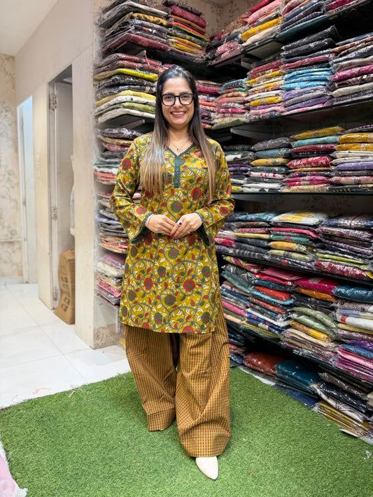 Pure Cotton Dark Mustard Yellow Farsi Salwar 2pc Set